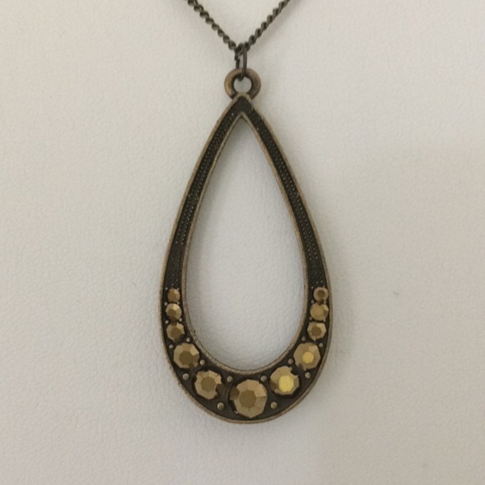 Bronze Teardrop Rhinestone Necklace - Picture 2 of 3